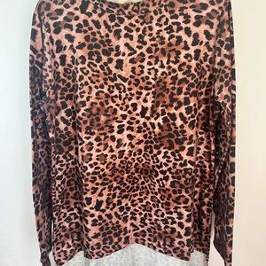 Tees2urdoor Leopard Print Long Sleeve Top‎ Animal Print Casual